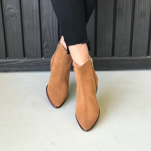 Genuine Distressed Suede Pointy Toe Ankle Booties - Picture 2 of 7